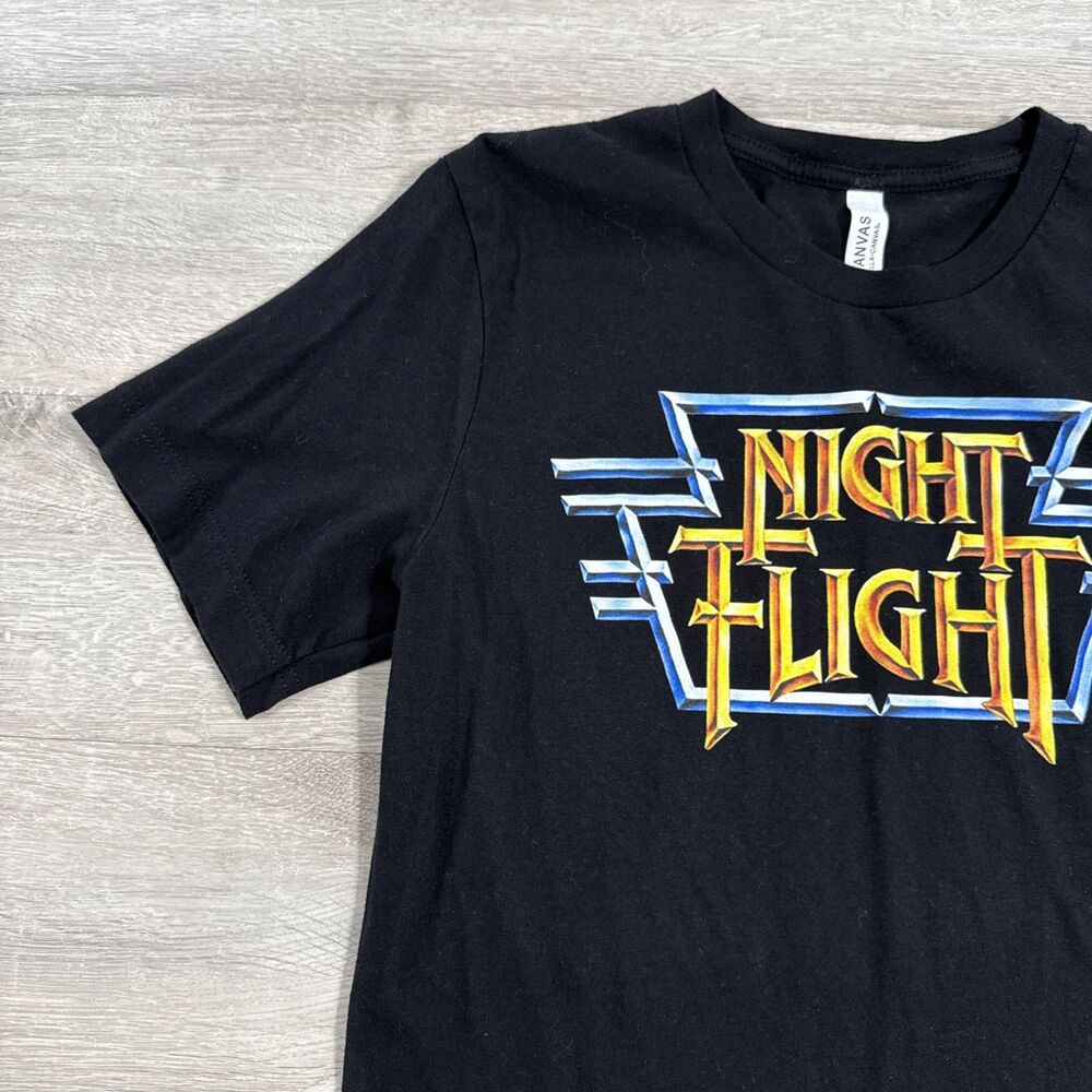 Night Flight Shirt Retro Logo Black Short Sleeve Tee Men’s Medium - Picture 3 of 7